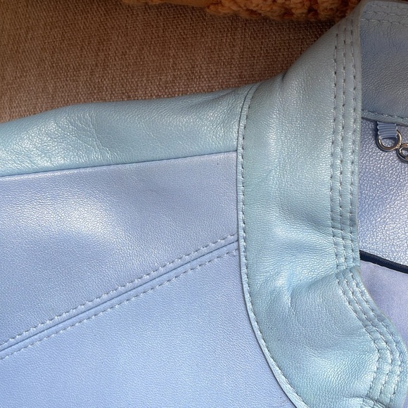 White House Black Market 100% Leather Blue Jackey - Picture 12 of 12